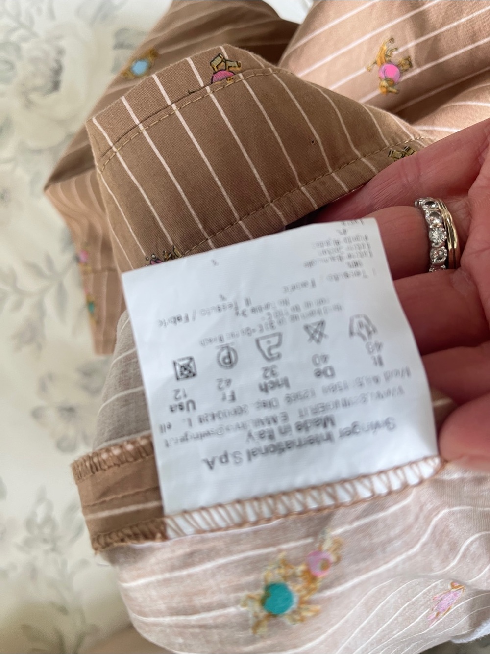 Fendi Tan Pinstripe Mini Skirt with Floral Embroidery - Picture 9 of 12